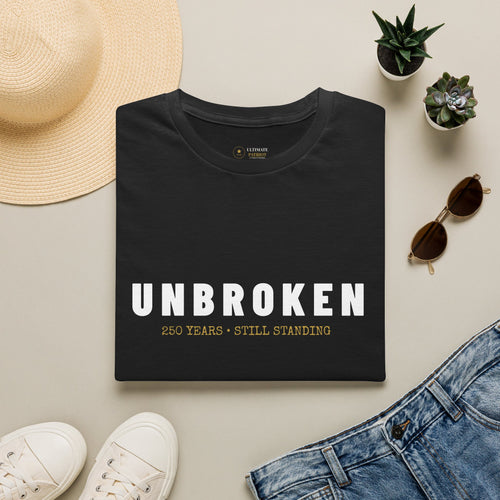America 250th Birthday T-Shirt — "Unbroken, 250 Years, Still Standing"