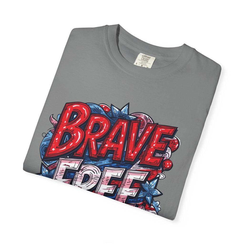 "Brave. Free. Beautiful." Unisex T-shirt, America's 250th Birthday Edition, Red, White, and Blue