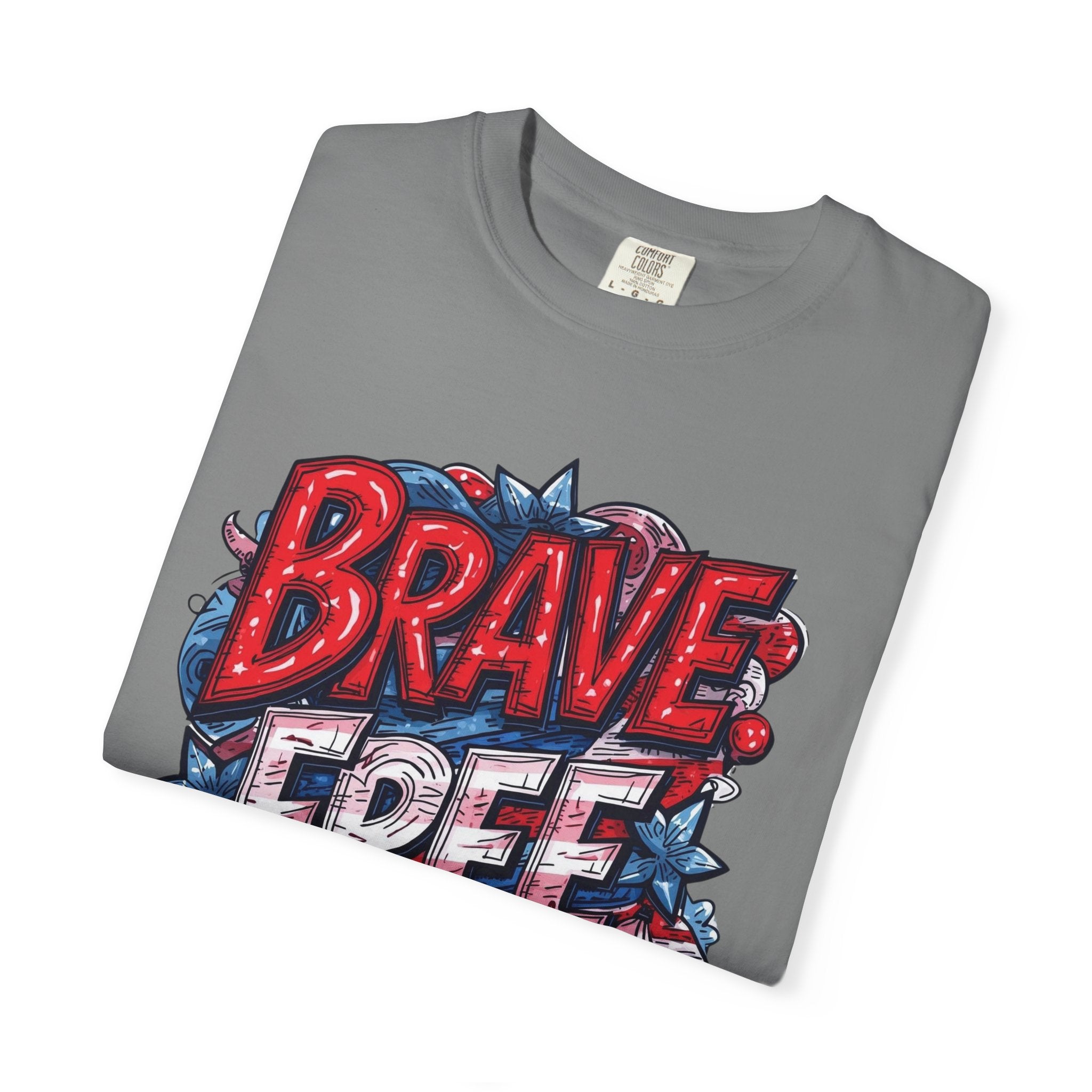 "Brave. Free. Beautiful." Unisex T-shirt, America's 250th Birthday Edition, Red, White, and Blue